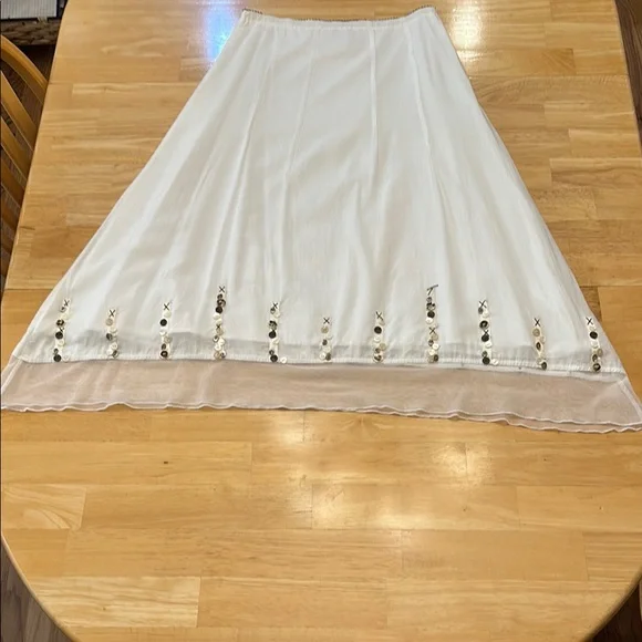 J. Jill White Cotton Skirt Button Embellishment - Picture 7 of 12